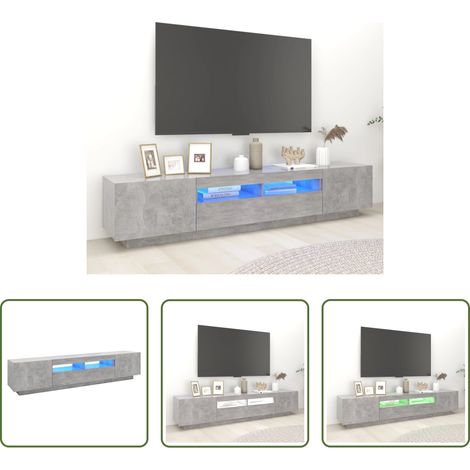 LED-Leuchten - TV-Schrank mit LED-Leuchten Betongrau 200x35x40 cm (1/5)