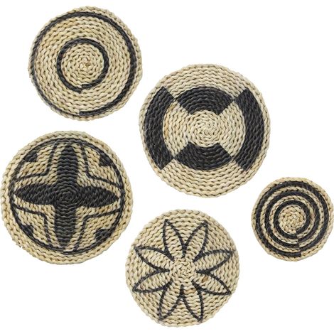 Rotan Wanddeko Set 5st. (2x 25cm, 2x 18,5cm, 1x 13cm)