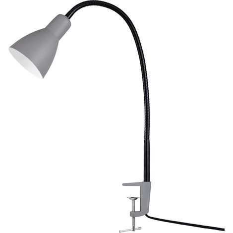 Paco Home Luminaria LED Lámpara Mesa Decoración Escritorio Estudio Despacho E27 Nero 4, Lampada da Tavolo Grigia