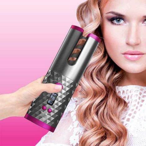 Fer à Boucler Automatique Sans fil, Avec écran LCD Anti-Brûlure Boucleur,Fer à Boucler Professionnel Ceramic, Chargement USB (1/4)