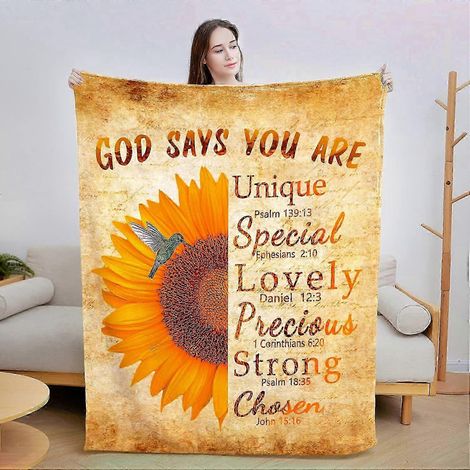 Couverture tournesol, cadeau religieux chrétien pour femme, douce et inspirante, couverture avec verset biblique et prière