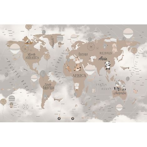 Papier peint panoramique Enfants - Carte du Monde - 130 cm x 87 cm (1/2)