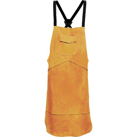 Delantal de cuero premium para soldadura - Protección y durabilidad / Canela