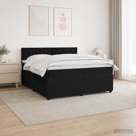 vidaXL Lit boxspring avec matelas Noir 140 x 200 cm Velours (1/5)