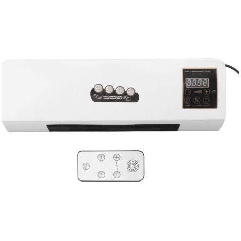 QORVA- Petit chauffage électrique portable mural – 1800W – Fonction froid et chaud – Modèle tactile pour salle de bain et chambre (1/5)
