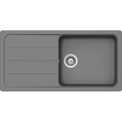 Evier berlin - 1 grand bac et 1 égouttoir - Décor : Gris alu métallisé - SCHOCK (1/3)
