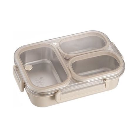 Portapranzo in acciaio inox, porta panini, portapranzo per bambini, portapranzo per adulti, beige, tre scomparti (1/5)