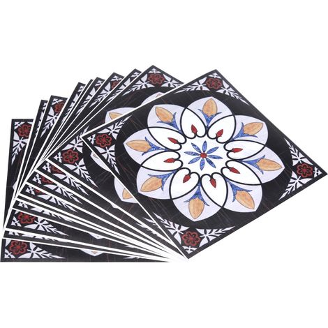 10 pièces autocollants carrelage PVC adhésif décor mural sol 3D déco maison 12 x 12 cm modèle 5 (1/4)