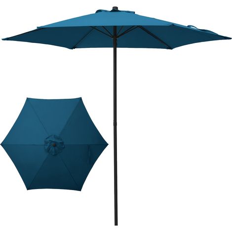 Ombrellone da esterno da 2,3 m (7,5 piedi) con protezione UV. Rotondo, in stile mercato, con 6 robuste stecche e sistema di ventilazione. Ideale per patio, giardino, terrazzo, cortile, piscina o spiag (1/5)