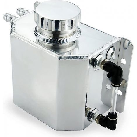Réservoir d'expansion universel en aluminium de 1 litre pour liquide de refroidissement de radiateur automobile avec bouchon de vidange 1000 ml ( (1/2)