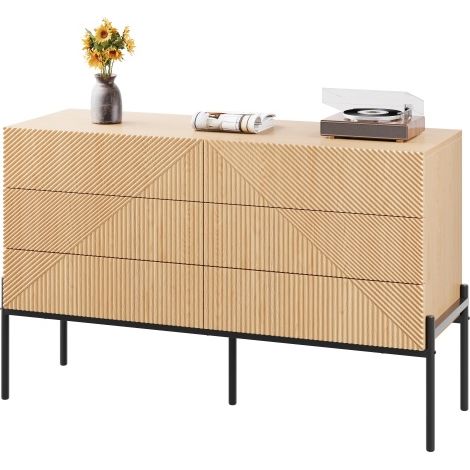 Buffet 3D, 6 tiroirs, meuble de rangement polyvalent pour salon et salle à manger