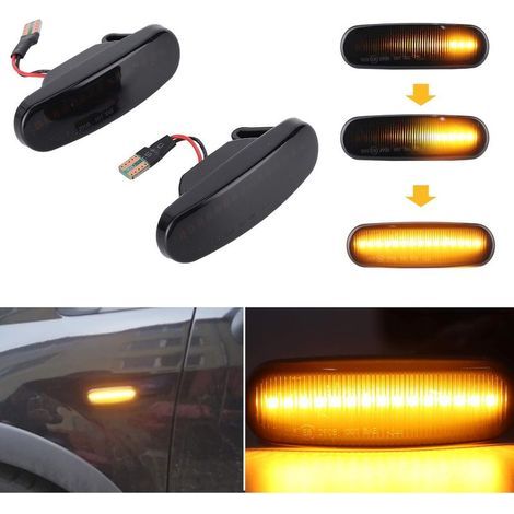 (Nero) Indicatori di direzione per auto, 2 indicatori di direzione laterali a LED, compatibili con Fiat Panda 169 (1/5)