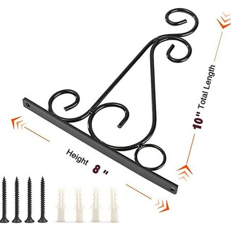 Soportes para cestas colgantes, ganchos de pared de hierro, soportes colgantes de metal para exteriores con tornillos, decoración de jardín para plantas, linternas, campanillas de viento (2 piezas) (1/3)