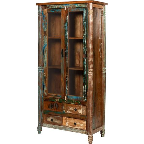 Vitrine Altholz 85x42x180 mehrfarbig lackiert FABLE 31
