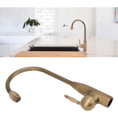 Grifo de cocina monomando antiguo de cobre con manguera extraíble para agua fría y caliente - Juego completo (accesorios incluidos) (1/5)