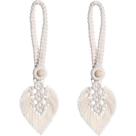 2 embrasses bohème beige – perles bois naturel réglables, 40×13 cm (1/4)