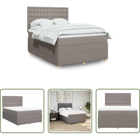vidaXL Taschenfederkern - Boxspringbett mit Matratze Taupe 140x200 cm Stoff (1/5)