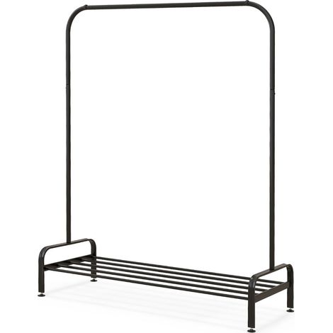 Robusto appendiabiti 2 in 1 112 x 42 x 145 cm capacità per 5 paia di scarpe moderno ferro nero 200020454