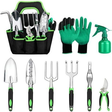 Coffret de jardinage, 9 outils antirouille avec sac de rangement, coffret cadeau d'outils à main, outils de jardinage haute performance, cadeau idéal pour femmes et hommes (1/5)