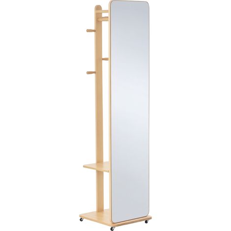 Miroir sur pied avec roulettes HELY aspect bois (1/5)
