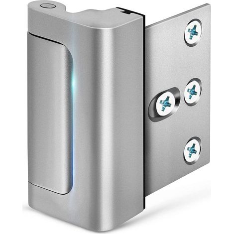 Silbernes Sicherheitstürschloss mit 8 Schrauben und verstärktem 7,6 cm (3 Zoll) Blockverriegelungsmechanismus. Verbessertes Nachtschloss für mehr Sicherheit in Ihrem Zuhause. (1/5)