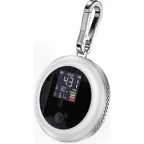 Moniteur de qualité de l'air intérieur avec fonction d'alarme de dioxyde de carbone, capteur NDIR 400-5000 PPM, blanc. (1/5)