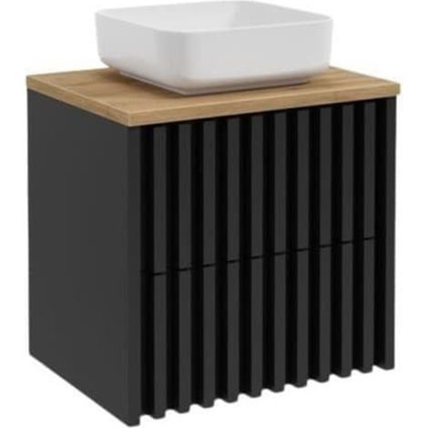 Meuble de salle de bains SAT - Delano - plateau chêne sans découpe 60x56x45 - Noir