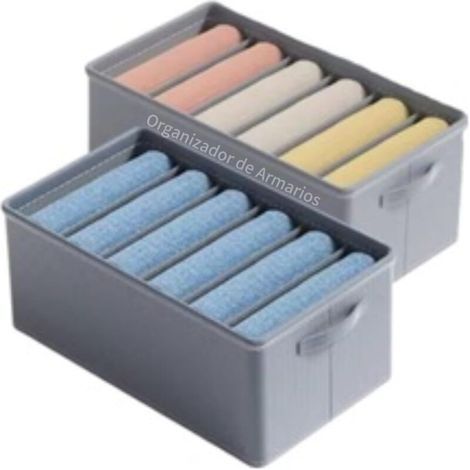 Lot de 2 organisateurs de rangement pliables pour vêtements, jeans, t-shirts, 6 pièces (1/4)