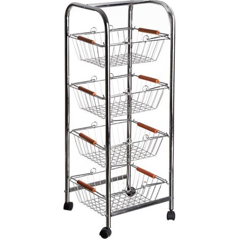 Chariot a Légumes en Métal Grillagé 4 Étages - H78cm (1/4)