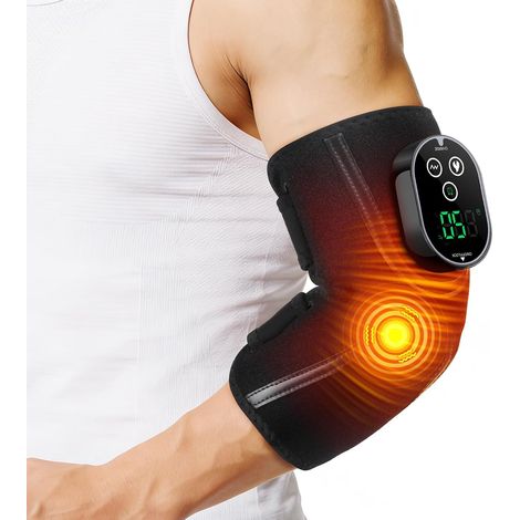 Almohadilla de codo inalámbrica con calefacción y masaje5 niveles de calor, 3 modos de vibración, temporizador y protección contra sobrecalentamiento para el codo. (1/4)