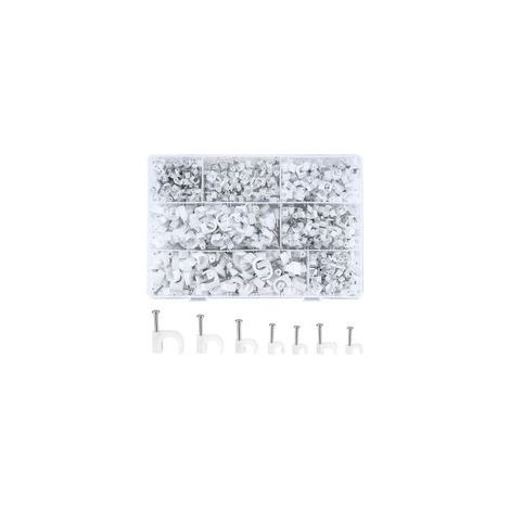 700 Pièces Attache-câble Ronde avec Clou en Acier, Clips Câble Ronds, Cavalier Cable Electrique Blanc, 4 mm/5 mm/6 mm/8 mm/10 mm (1/5)