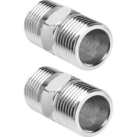 Lot de 2 raccords de tuyau de douche, connecteur hexagonal en acier inoxydable, rallonge de tuyau de douche (1/5)