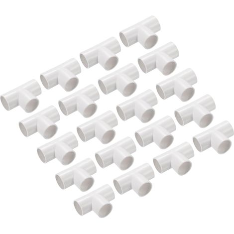 Raccord en T pour Conduit en PVC, Connecteur de Couplage de Tuyau Blanc 20 mm 3 Voies pour Jardin, Conduit Électrique, Lot de 30 (1/4)