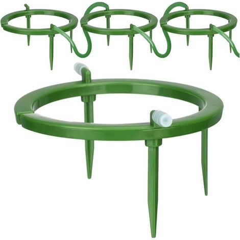 Anneaux d'irrigation goutte à goutte, support à 3 pieds, goutteur, anneau d'irrigation goutte à goutte avec raccord d'entrée intégré de 1/8 pouce à embout cannelé, 3 piquets amovibles (1/4)