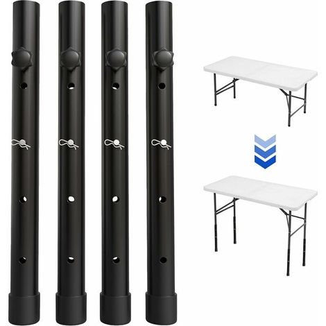 Lot De 4 Rallonges De Pieds De Table Pour Tables Pliantes Pour Pieds Pliés Et Droits, Rehausseurs De Pieds De Table Pliables Réglables, Pour Une Hauteur De (44Cm) - RWPied de meuble (1/5)