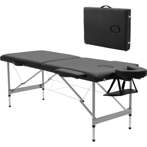 Table de massage pliante à 7 positions réglables en hauteur, avec appui-tête et accoudoirs, 185 x 70 x 58-82 cm, noire (1/5)