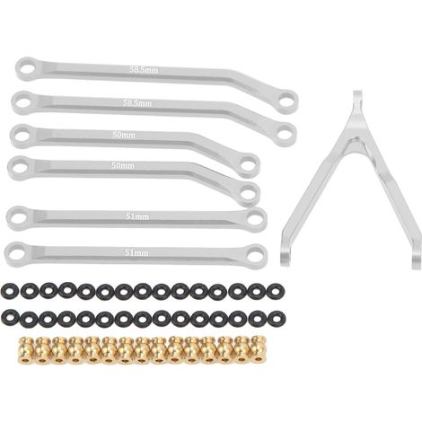 Jeu de tiges de direction RC, support rotule en laiton, châssis de liaison, boucle en caoutchouc, accessoires carrosserie RC 1/24 pour Axial argenté (1/5)