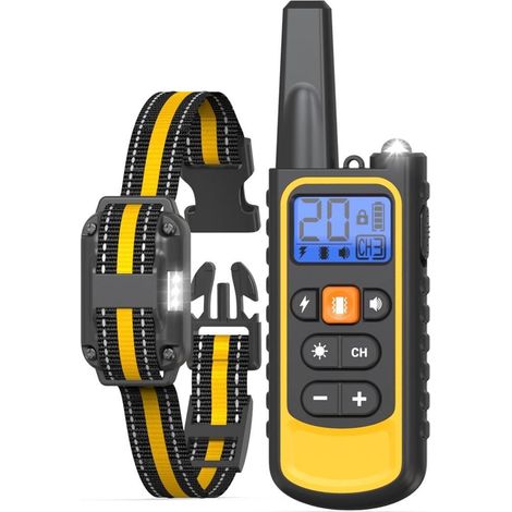 Collier de dressage électrique pour chien télécommandé — 20 niveaux réglables, signal sonore, voyant LED.