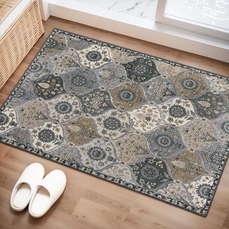 Tapis gris, 4060cm, une pièce, antidérapant, lavable, convient pour une utilisation dans les chambres, les cuisines et les salles de bains. (1/5)