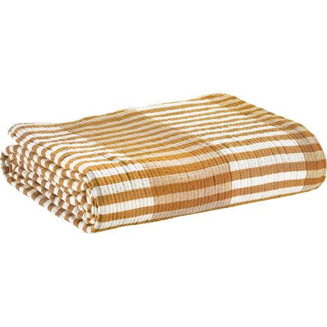 VIVARAISE - Jeté de lit Calista en coton 100% - Motif safran - 260 x 260 cm