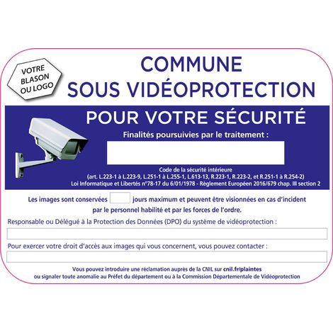 Panneau Commune sous video protection (VPV006) Bretagne Classe 1 - 500 x 300 mm