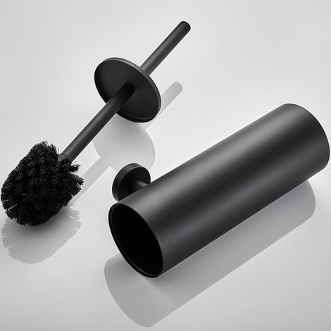 Edelstahl WC-Bürste und Behälter Toilettenbürsten Toilettenbürstenhalter WC-Garnitur Klobürste mit Längere Griff Schwarze (1/5)