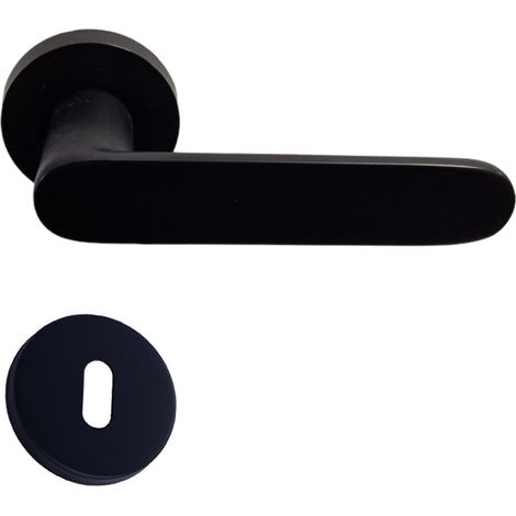 Paire de Poignées "A JOE" KLOSE besser sur Rosaces Rondes ALUMINIUM Noire Trou petite clé