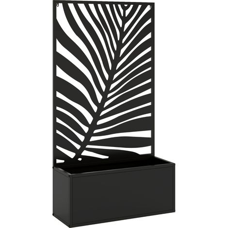 Jardinière surélevée avec brise-vue en métal, 61 x 23 x 113 cm, conception soignée (1/5)