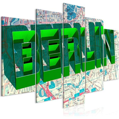 Tableau Imprimé 5 Panneaux "Green Berlin Wide" 50 x 100 cm (1/2)