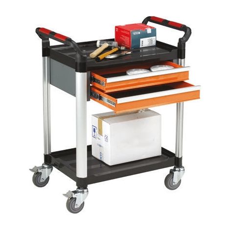 Chariot RS PRO Non 2 plateaux en Aluminium, 630 x 424mm, Capacité de charge 100kg Charge légère ( Prix pour 1 )