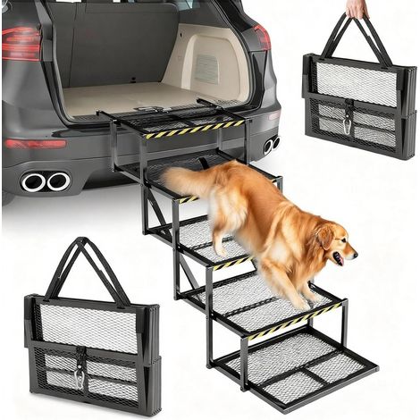 Rampe pour Chien, 5 Marches Rampe Pliante Voiture Escaliers pour Chiens Petite Moyenne Grande Taille Escaliers Chiens Antidérapants pour Camions Et SUV Support Jusqu'à 100Kg 35-90cm Hauteur Réglable (1/5)