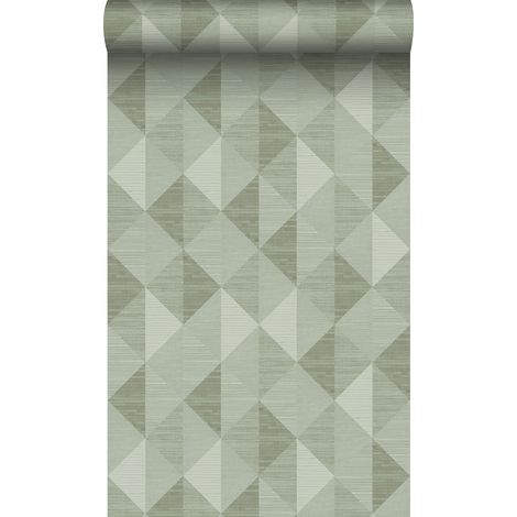 papier peint motif graphique en 3D vert grisé clair - Origin Wallcoverings (1/5)