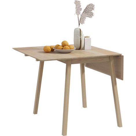 Table à manger pliante en bois naturel 2-4 personnes, plateau rabattable, table de cuisine compacte et gain de place, meuble escamotable pour petite salle à manger (1/5)