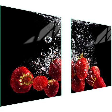 PLAQUE DE PROTECTION EN VERRE POUR POÊLE 85x52 FRAISES (1/5)